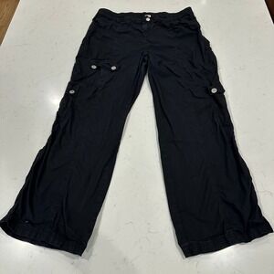 Justice Girls Black Cargo Pants Wide Leg Elastic Waist Utility Pockets 18 Plus